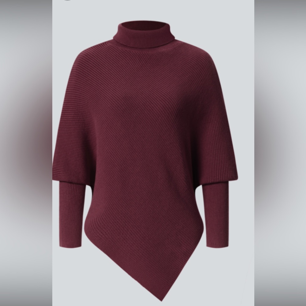 Halara Burgundy/Plum Turtleneck Asymmetric hem Sz Lg